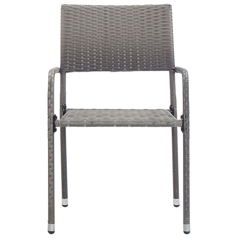 vidaXL Outdoor Dining Chairs 2 pcs Poly Rattan Grey