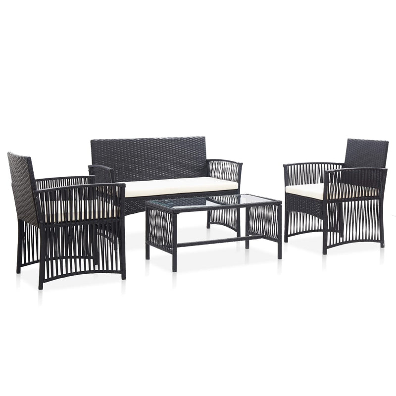 vidaXL 4 Piece Garden Lounge Set with Cushion Poly Rattan Anthracite