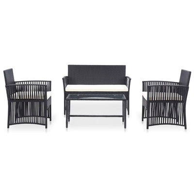 vidaXL 4 Piece Garden Lounge Set with Cushion Poly Rattan Anthracite
