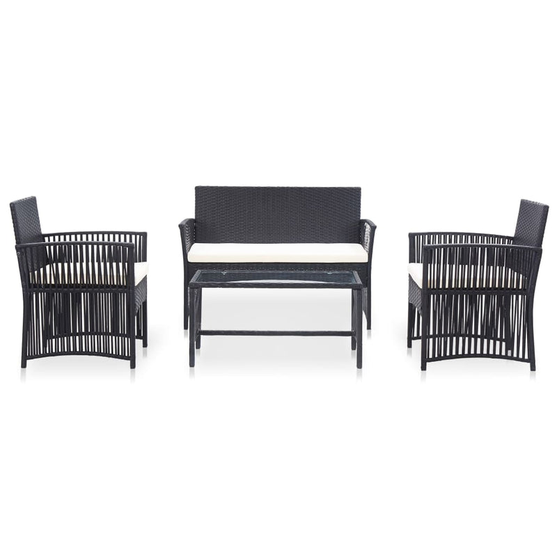 vidaXL 4 Piece Garden Lounge Set with Cushion Poly Rattan Anthracite