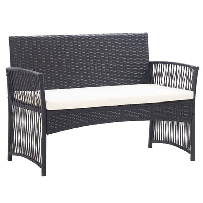 vidaXL 4 Piece Garden Lounge Set with Cushion Poly Rattan Anthracite