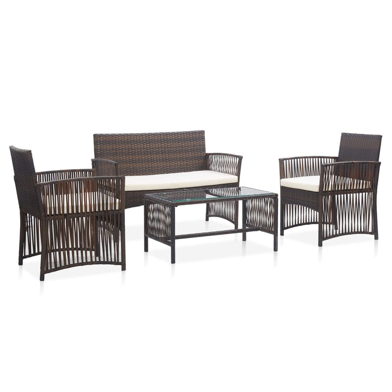 vidaXL 4 Piece Garden Lounge Set with Cushion Poly Rattan Anthracite