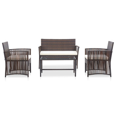vidaXL 4 Piece Garden Lounge Set with Cushion Poly Rattan Anthracite