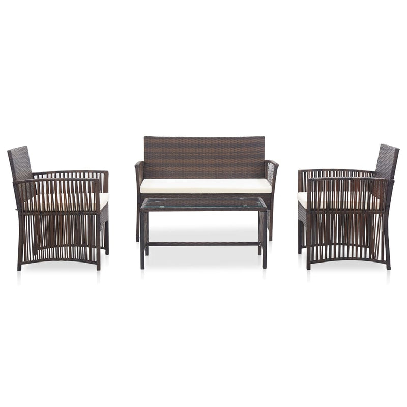 vidaXL 4 Piece Garden Lounge Set with Cushion Poly Rattan Anthracite