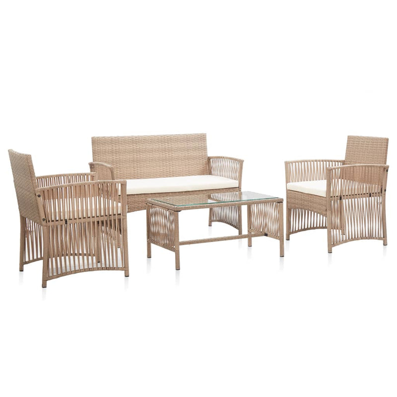 vidaXL 4 Piece Garden Lounge Set with Cushion Poly Rattan Anthracite