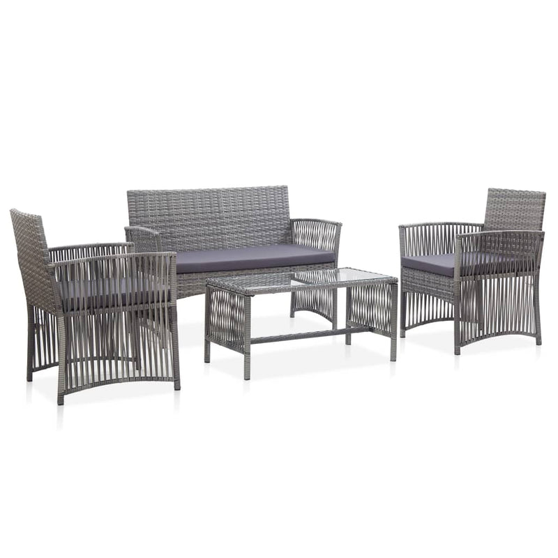 vidaXL 4 Piece Garden Lounge Set with Cushion Poly Rattan Anthracite