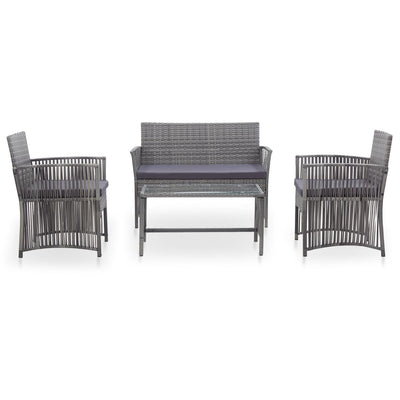 vidaXL 4 Piece Garden Lounge Set with Cushion Poly Rattan Anthracite