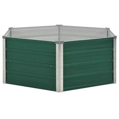 vidaXL Raised Garden Bed 129x129x46 cm Galvanised Steel Green