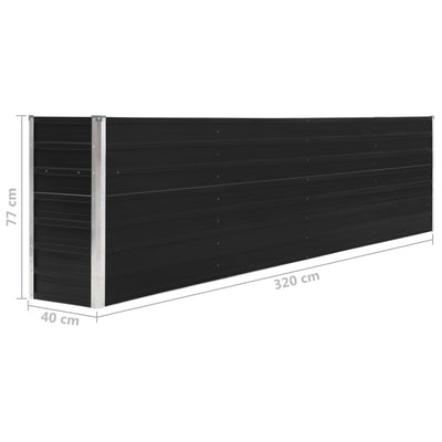 vidaXL Raised Garden Bed 320x40x77 cm Galvanised Steel Anthracite