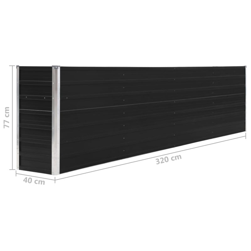 vidaXL Raised Garden Bed 320x40x77 cm Galvanised Steel Anthracite