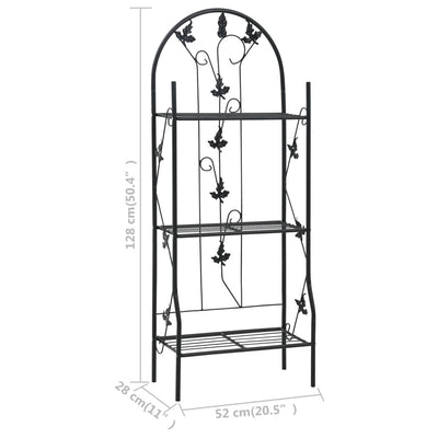 vidaXL 3-Layer Plant Rack Black 52x28x128 cm Iron