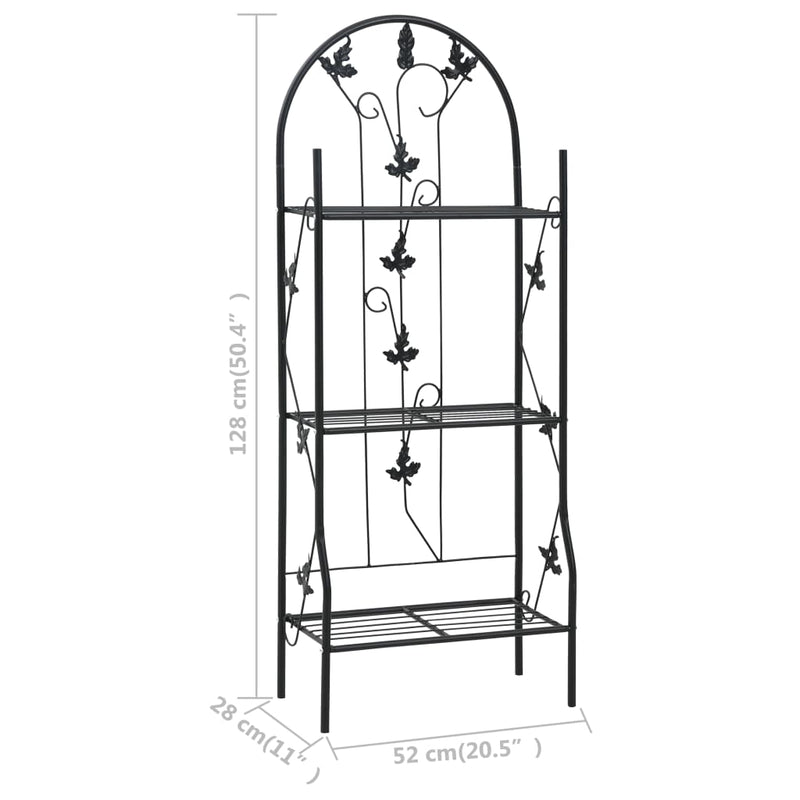 vidaXL 3-Layer Plant Rack Black 52x28x128 cm Iron