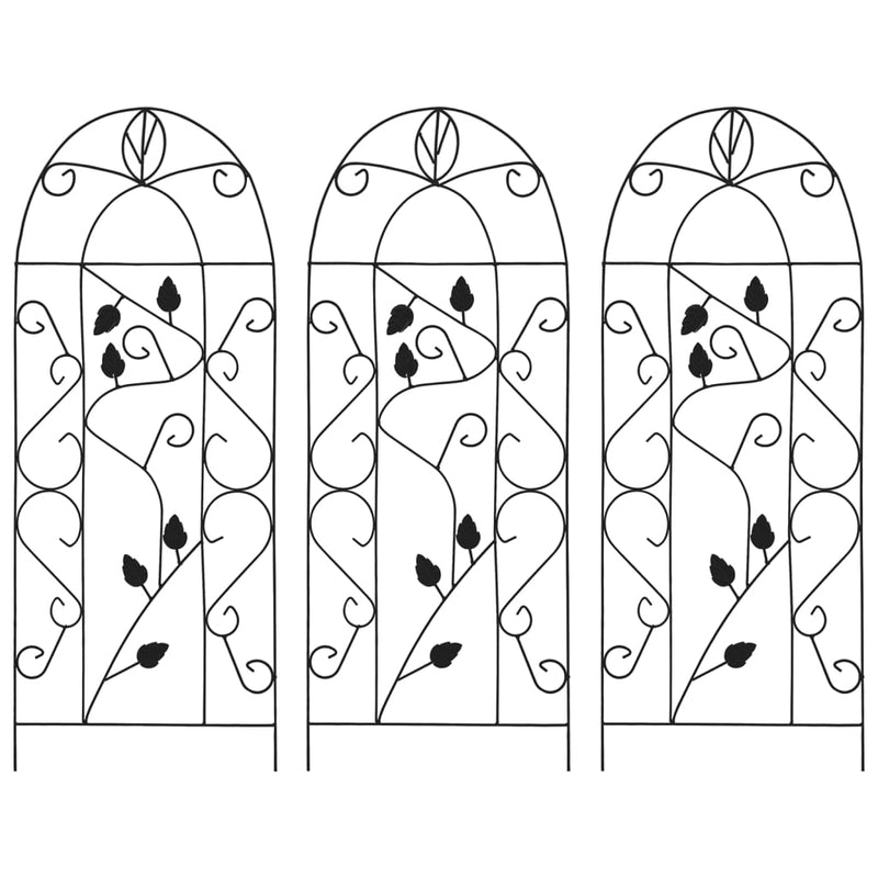 vidaXL Plant Climbing Racks 3 pcs Black 40x100 cm Iron