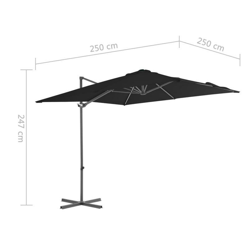 vidaXL Cantilever Garden Parasol with Steel Pole Black 250x250 cm