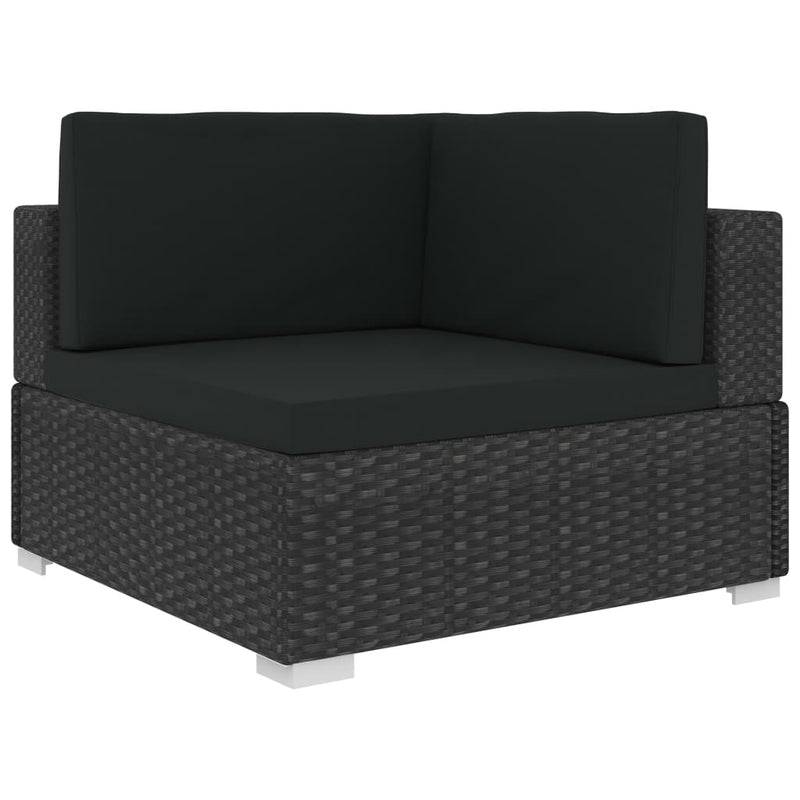 vidaXL Sectional Corner Chairs 2 pcs with Cushions Poly Rattan Brown