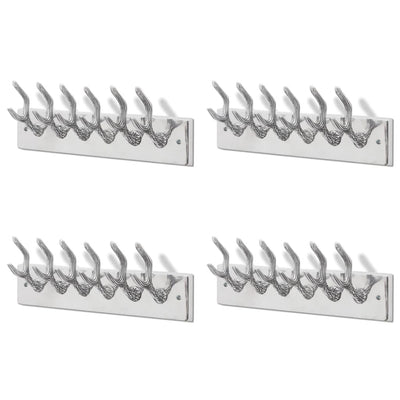 vidaXL Wardrobe Coat Hooks 4 pcs Silver Aluminium