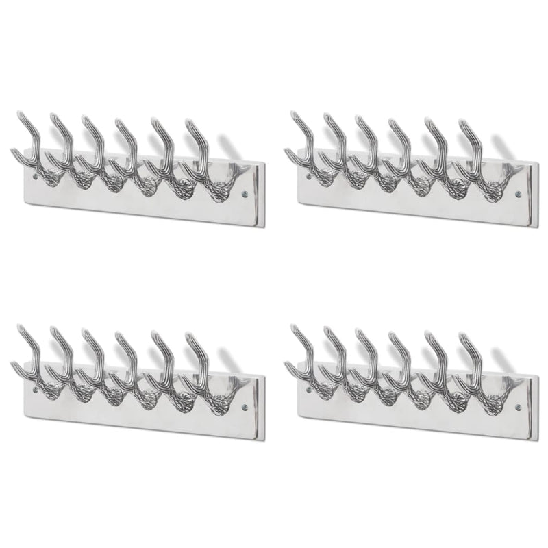 vidaXL Wardrobe Coat Hooks 4 pcs Silver Aluminium