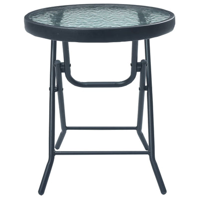 vidaXL Bistro Table Black 40x46 cm Steel and Glass