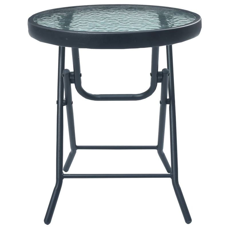 vidaXL Bistro Table Black 40x46 cm Steel and Glass