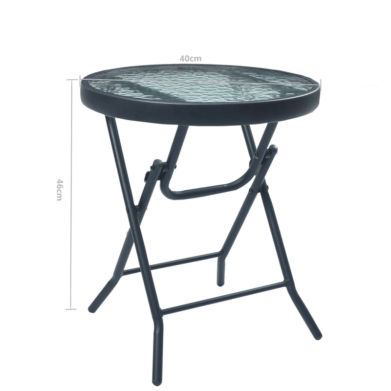 vidaXL Bistro Table Black 40x46 cm Steel and Glass
