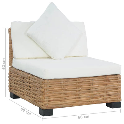 vidaXL Armless Sofa with Cushions Natural Rattan