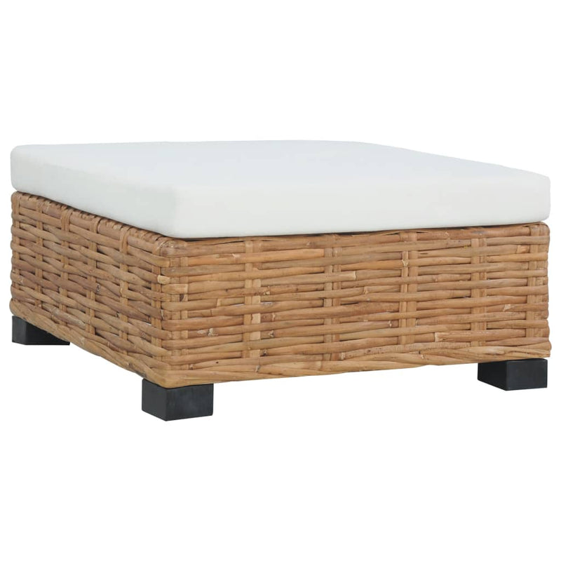 vidaXL Footrest with Cushion Natural Rattan