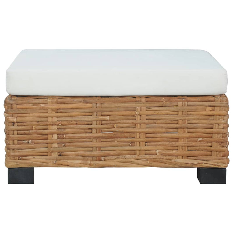 vidaXL Footrest with Cushion Natural Rattan