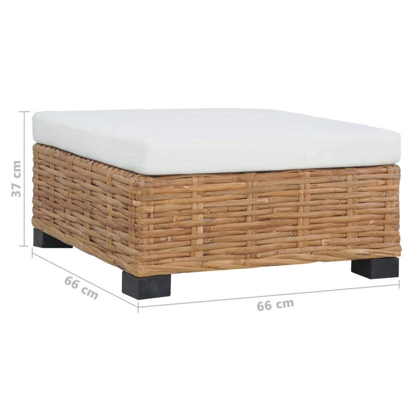 vidaXL Footrest with Cushion Natural Rattan