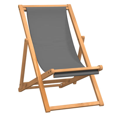 vidaXL Folding Beach Chair Solid Teak Wood Green