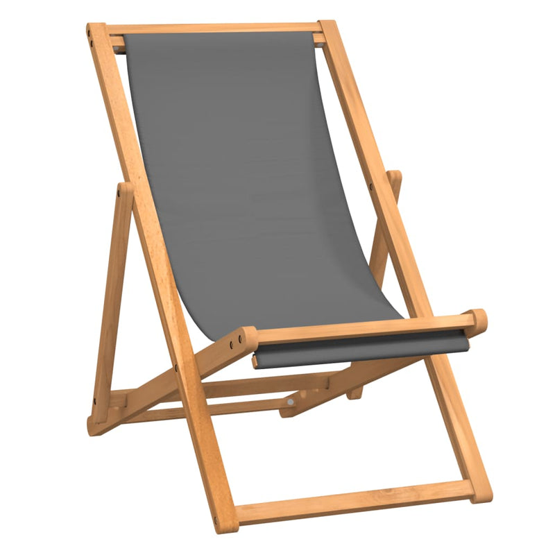 vidaXL Folding Beach Chair Solid Teak Wood Green