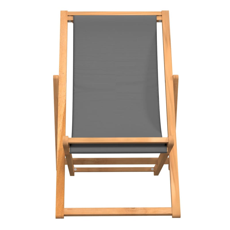vidaXL Folding Beach Chair Solid Teak Wood Green