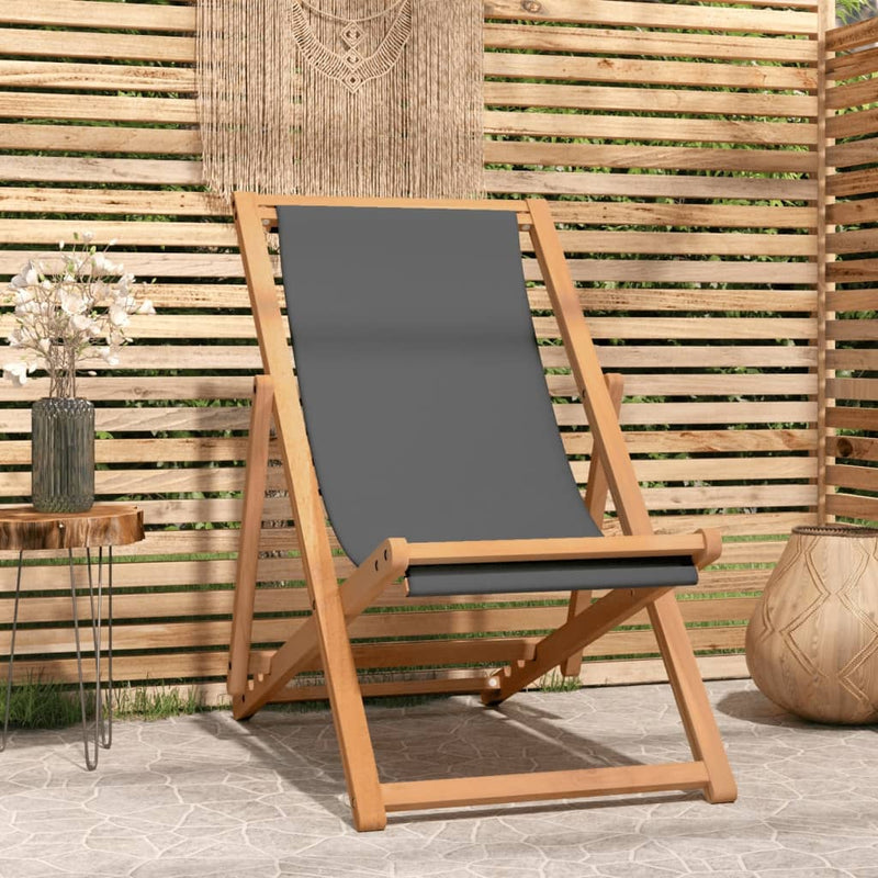 vidaXL Folding Beach Chair Solid Teak Wood Green
