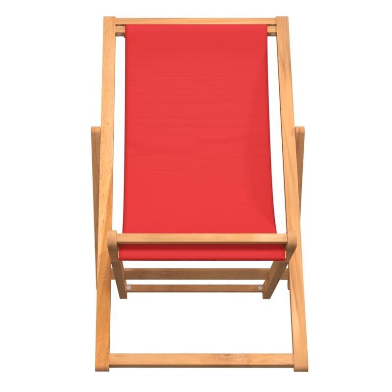 vidaXL Folding Beach Chair Solid Teak Wood Green