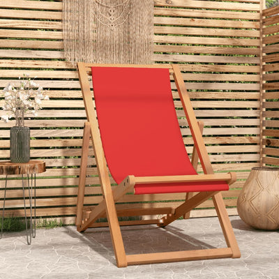 vidaXL Folding Beach Chair Solid Teak Wood Green
