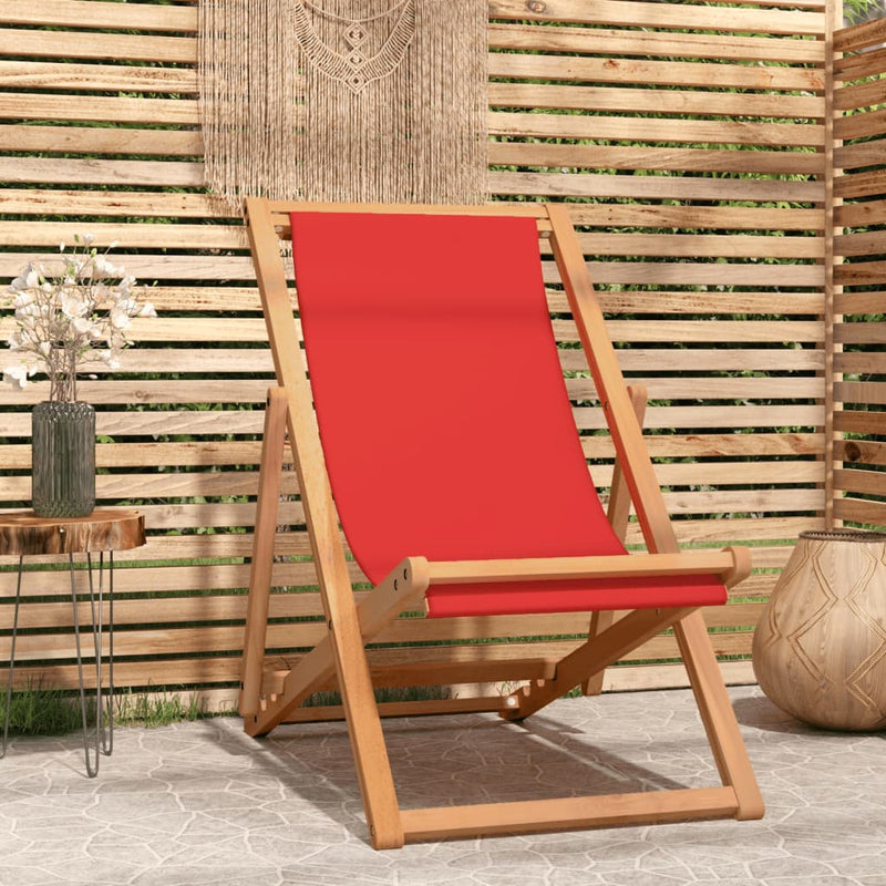 vidaXL Folding Beach Chair Solid Teak Wood Green