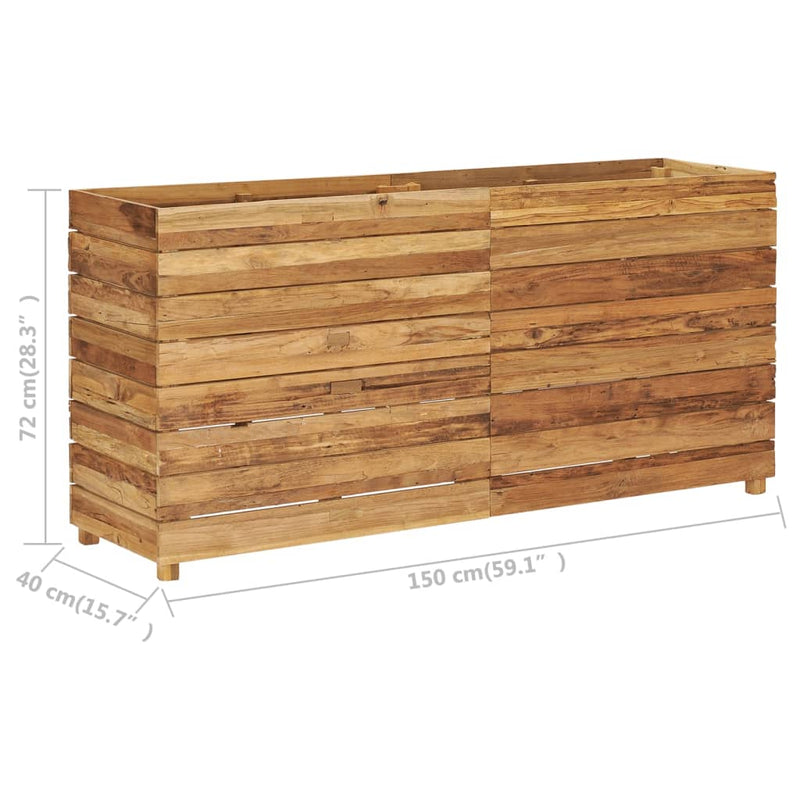 vidaXL Raised Bed 150x40x72 cm Recycled Teak Wood and Steel