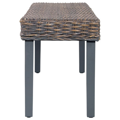 vidaXL Bench 110 cm Black Natural Kubu Rattan and Solid Mango Wood