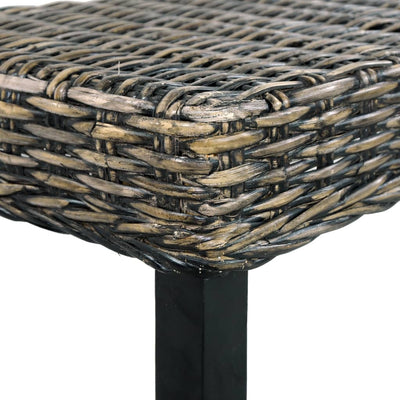 vidaXL Bench 110 cm Black Natural Kubu Rattan and Solid Mango Wood