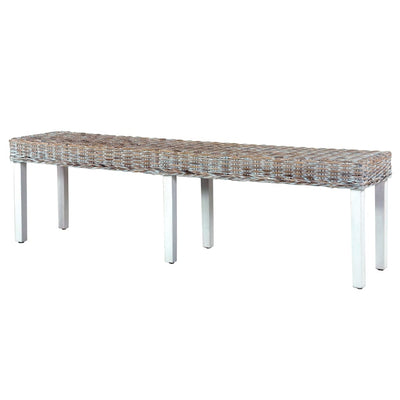 vidaXL Bench 110 cm Black Natural Kubu Rattan and Solid Mango Wood