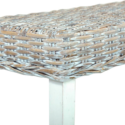 vidaXL Bench 110 cm Black Natural Kubu Rattan and Solid Mango Wood