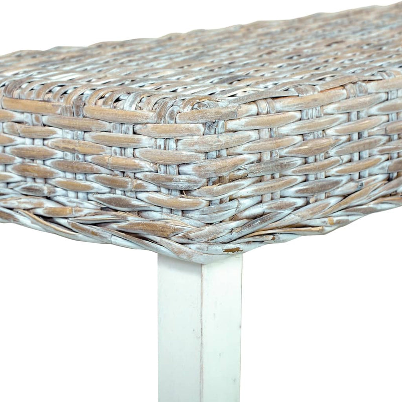 vidaXL Bench 110 cm Black Natural Kubu Rattan and Solid Mango Wood