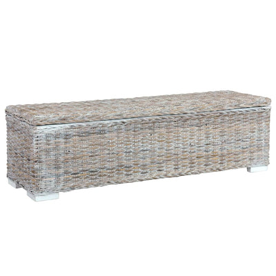 vidaXL Storage Box 120 cm Black Kubu Rattan and Solid Mango Wood