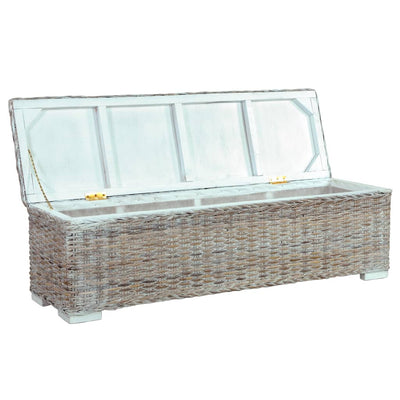vidaXL Storage Box 120 cm Black Kubu Rattan and Solid Mango Wood