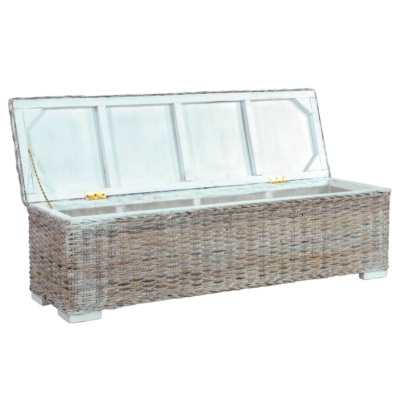 vidaXL Storage Box 120 cm Black Kubu Rattan and Solid Mango Wood