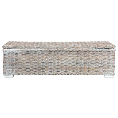 vidaXL Storage Box 120 cm Black Kubu Rattan and Solid Mango Wood