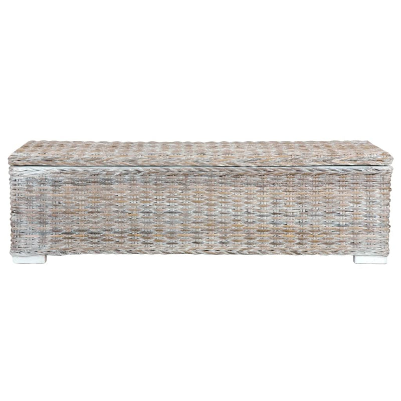 vidaXL Storage Box 120 cm Black Kubu Rattan and Solid Mango Wood