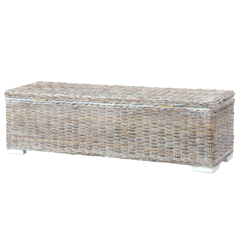 vidaXL Storage Box 120 cm Black Kubu Rattan and Solid Mango Wood