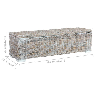 vidaXL Storage Box 120 cm Black Kubu Rattan and Solid Mango Wood