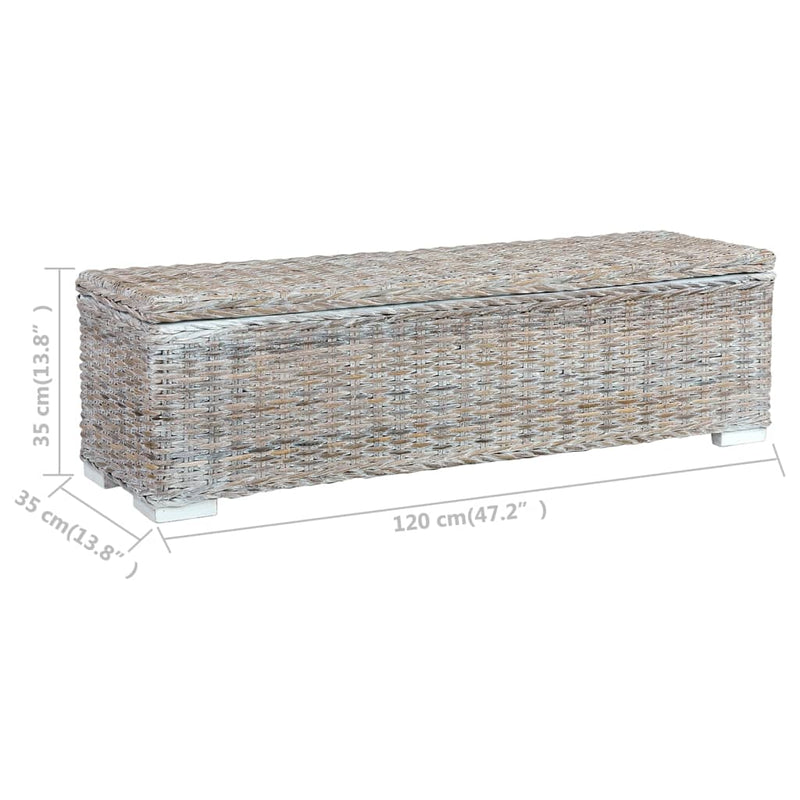 vidaXL Storage Box 120 cm Black Kubu Rattan and Solid Mango Wood