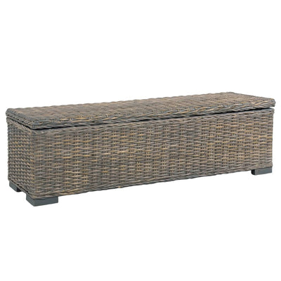vidaXL Storage Box 120 cm Black Kubu Rattan and Solid Mango Wood